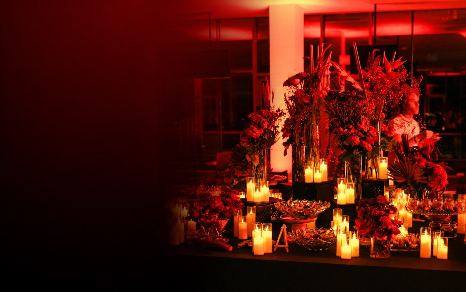 An elegantly plated dish at a candlelit dinner event